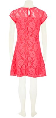 Girls coral pink lace dress